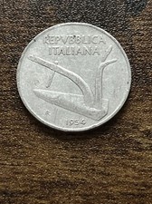 1954 Italy 10 Lire Aluminum